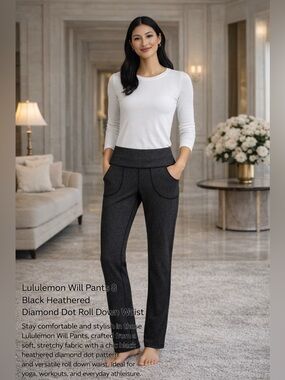 Lululemon Will Pant Black Diamond Dot Sz 8 Athleisure Y2K Sporty Chic